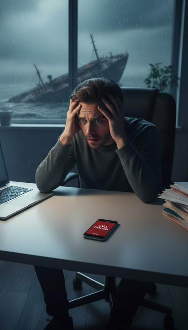 Concerned person looking at a phone with call failed message